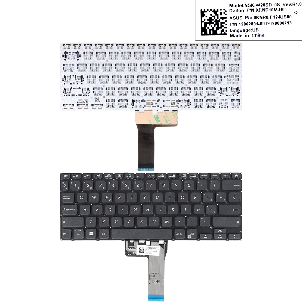 Picture of New Replacement Laptop Keyboard For ASUS Vivobook 14 X409 Y4200FB V4000U R423 R424 A409M A412FL X412 BLACK （win8）） SP Layout